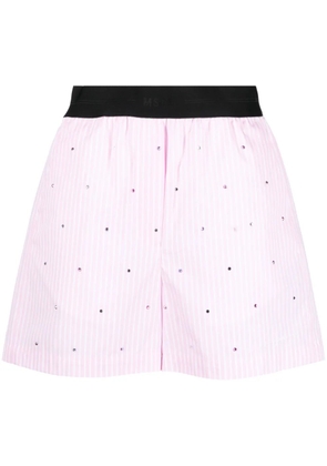 MSGM rhinestone-embellished striped shorts - Pink