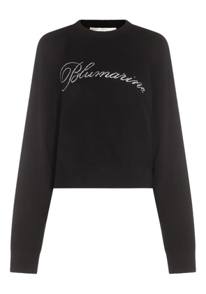 Blumarine crystal-embellished wool sweater - Black
