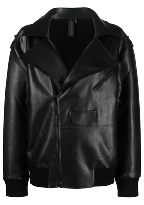 Norma Kamali faux leather zip-up biker jacket - Black