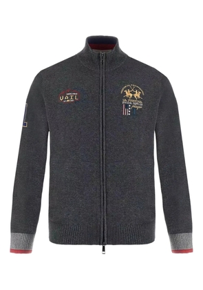 La Martina Bradford zip-up logo-embroidered cardigan - Grey