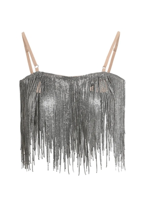 FROLOV mirror-crystal fringed top - Silver