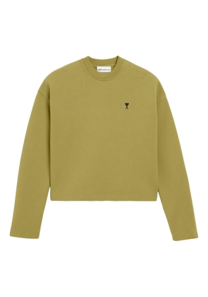 AMI Paris Ami De Coeur cropped embroidered sweatshirt - Green