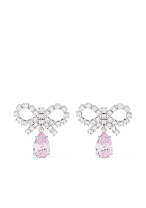Self-Portrait bow-detail earrings - Silver