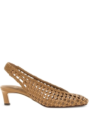 FENDI 46mm woven slingback pumps - Brown
