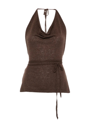 Cordera cowl-neck tie top - Brown
