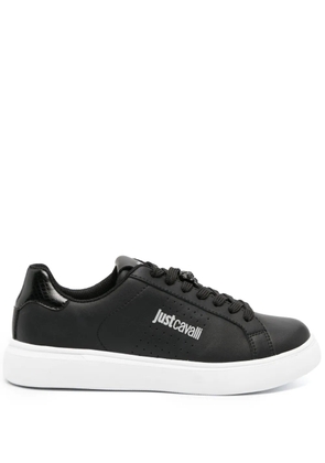Just Cavalli Tiger Head-logo leather sneakers - Black