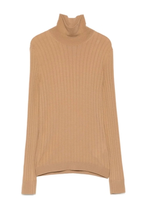 Moncler logo-patch ribbed top - Brown