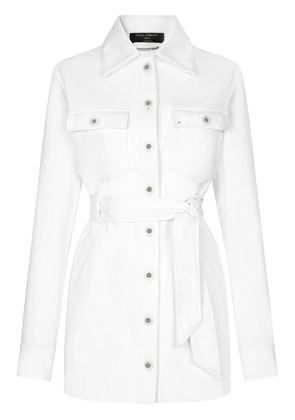 Dolce & Gabbana long belted denim jacket - White