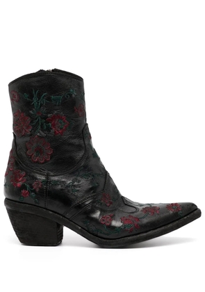 Madison.Maison floral-embroidered ankle boots - Black