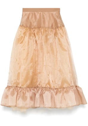 Papa Oppong metallic-threading midi skirt - Brown