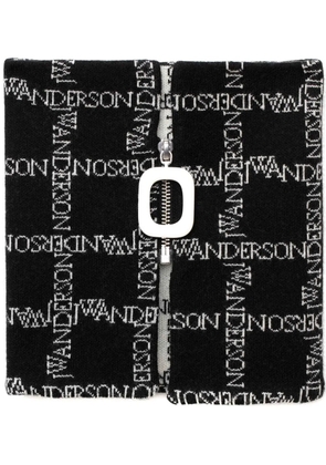 JW Anderson logo-grid zip-up neckband - Black