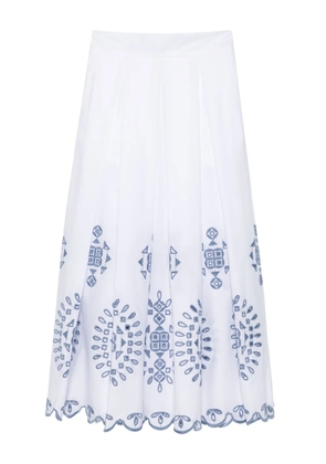 Eleventy embroidered scalloped-hem skirt - White