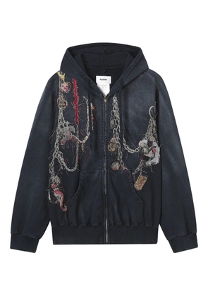 Doublet embellished zip-up hoodie - Grey