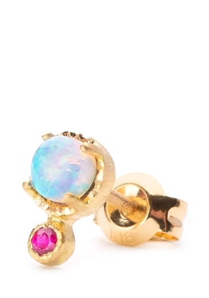 Yasuko Azuma 18kt yellow gold opal and ruby stud earring