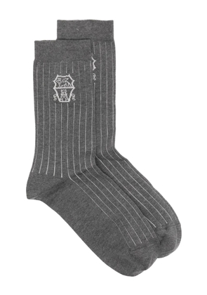 Brunello Cucinelli intarsia-knit logo socks - Grey