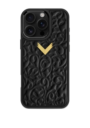 VELANTE floral-embossed iPhone 16 Pro phone case - Black