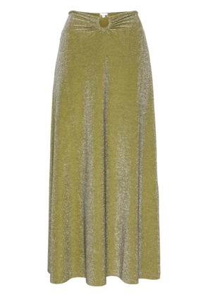 Johanna Ortiz ring-detail lurex midi skirt - Green