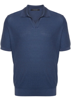 Tagliatore Paco split-neck polo shirt - Blue