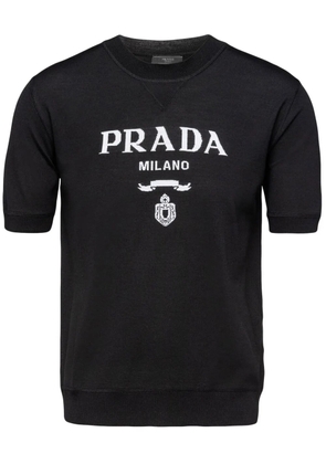 Prada logo-intarsia wool jumper - Black