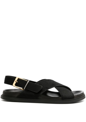 The Row crossover-strap leather sandals - Black