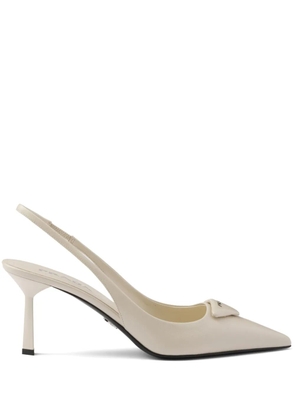 Prada 75mm Saffiano leather slingback pumps - Neutrals
