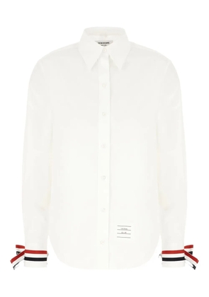 Thom Browne ribbon-cuff cotton shirt - White