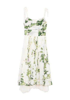 alice + olivia floral-print tie-shoulder dress - Neutrals