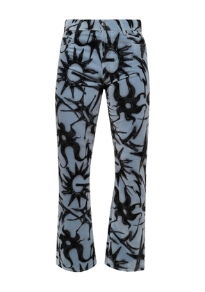 Casella Meyer abstract-print velvet trousers - Blue