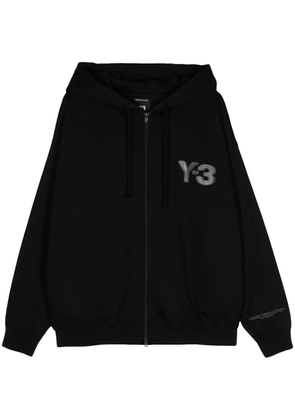 Y-3 logo-print zip-up hoodie - Black