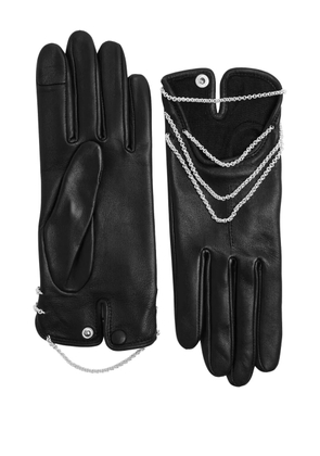 Agnelle Celeste chain-embellished leather gloves - Black