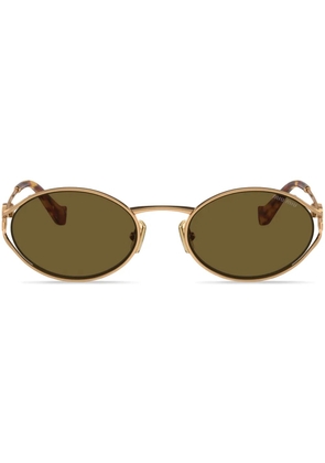 Miu Miu Eyewear logo-plaque sunglasses - Gold