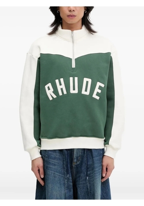 RHUDE embroidered colour-block half-zip sweatshirt - Green