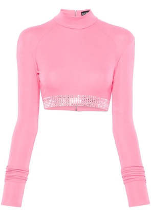 David Koma rhinestone-embellished crop top - Pink