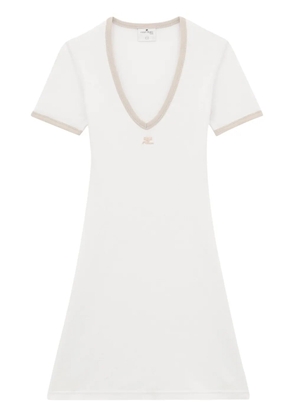 Courrèges logo-patch mini dress - White