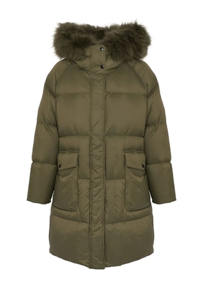 Yves Salomon shearling-trimmed down coat - Green