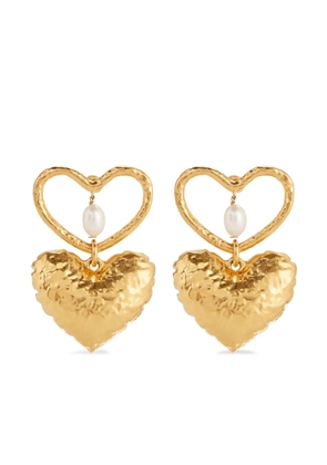 Nina Ricci double heart brass earrings - Gold