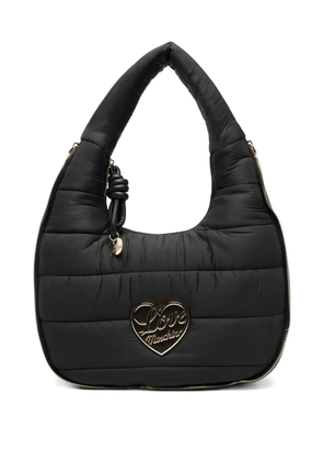 Love Moschino heart-plaque quilted tote bag - Black