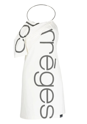Courrèges logo-print one-shoulder dress - White