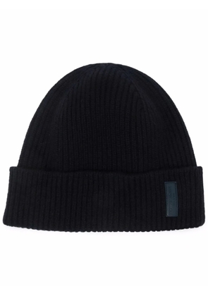 Giorgio Armani logo-patch cashmere-knit beanie - Blue