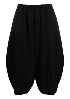 Black Comme Des Garçons elasticated-waist wool cropped trousers
