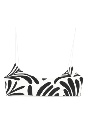 Cala de la Cruz leaf-print bikini top - White
