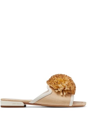 Jimmy Choo Nako pompom mules - Neutrals