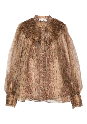 ZIMMERMANN ruffle-trimmed silk shirt - Brown