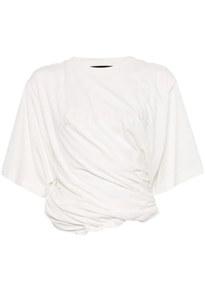 ALAINPAUL logo-embroidered draped T-shirt - White
