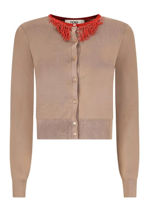 FENDI coral-detail cardigan - Neutrals