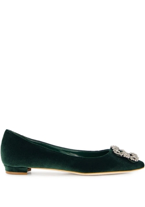 Manolo Blahnik Hangisi flats - Green