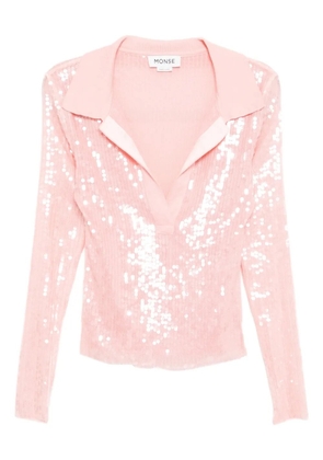 Monse knit collar sequin blouse - Pink