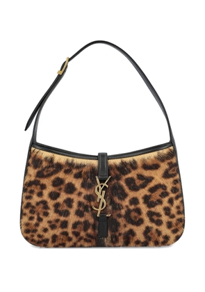 Saint Laurent Le 5 à 7 leopard-print clasp shoulder bag - Neutrals