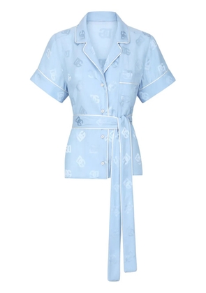 Dolce & Gabbana DNA monogram-jacquard tied-waist shirt - Blue