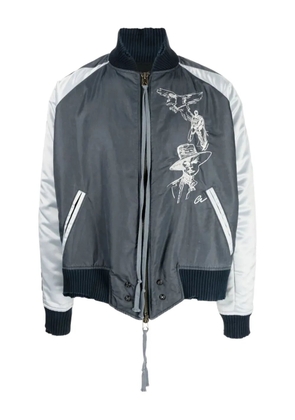 Greg Lauren embroidered bomber jacket - Grey